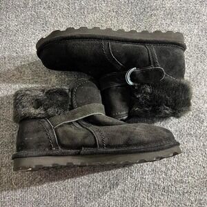 BearClaw's Black Fur Ankle Boots  Size 9 Women's